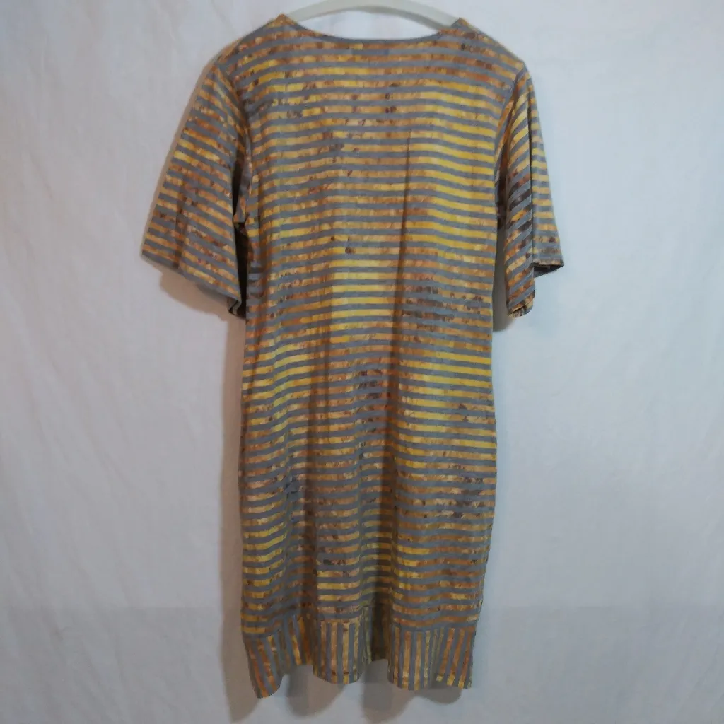Earthbound Striped Short Sleeve Tunic Top With Pockets Bohemian Lagenlook Sz M Yellow Size M - Image 8