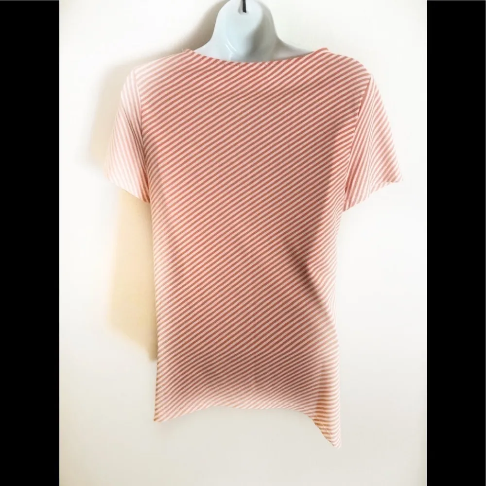 Chico’s Pink White Stripe SS Sharks-Tooth Tee Sz S - Image 3