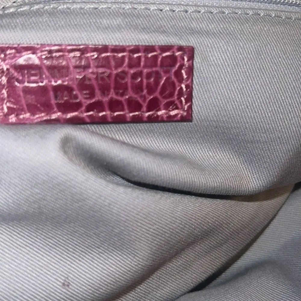 Jennifer Scott Fuchsia Leather Crocodile Print Handbag Pink - Image 7