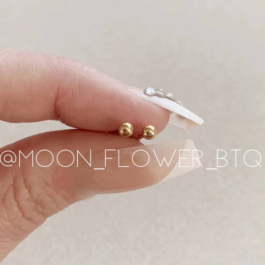 Tiny Gold Barbell Earrings 18G – Hypoallergenic 316L Stainless Steel - Image 3