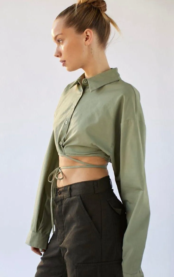 Hideaway Cropped Button-Down Shirt NWT Size S - Image 3