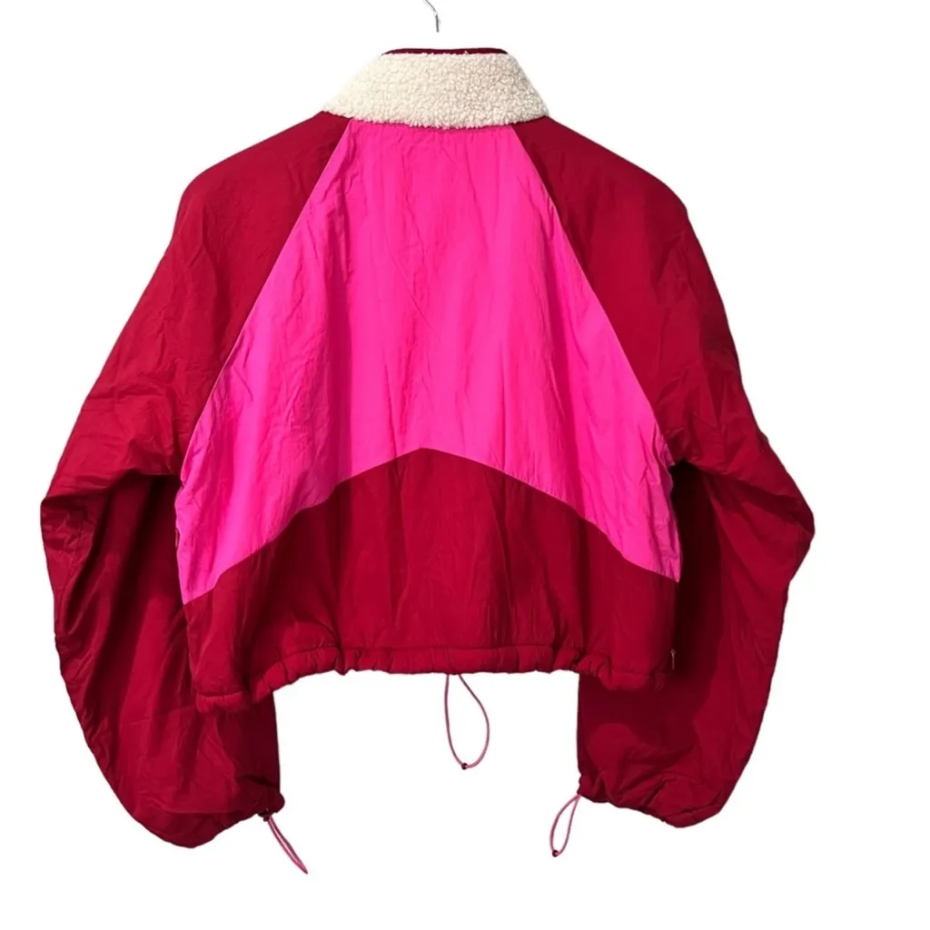 ZARA  Cropped Shearling Retro Colorblock Jacket M - Image 8