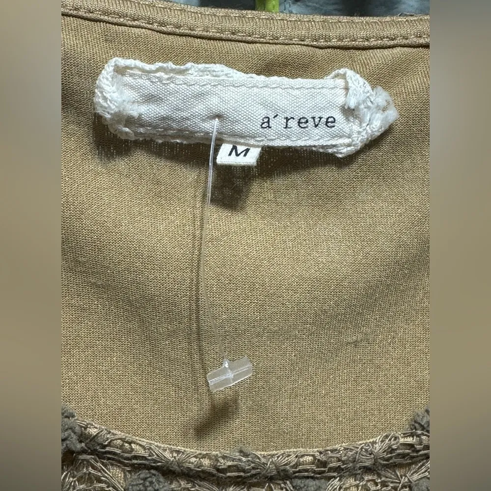 A’REVE Lace Ruffled Tunic M 19” p2p Brown $150 Retail Size M - Image 4