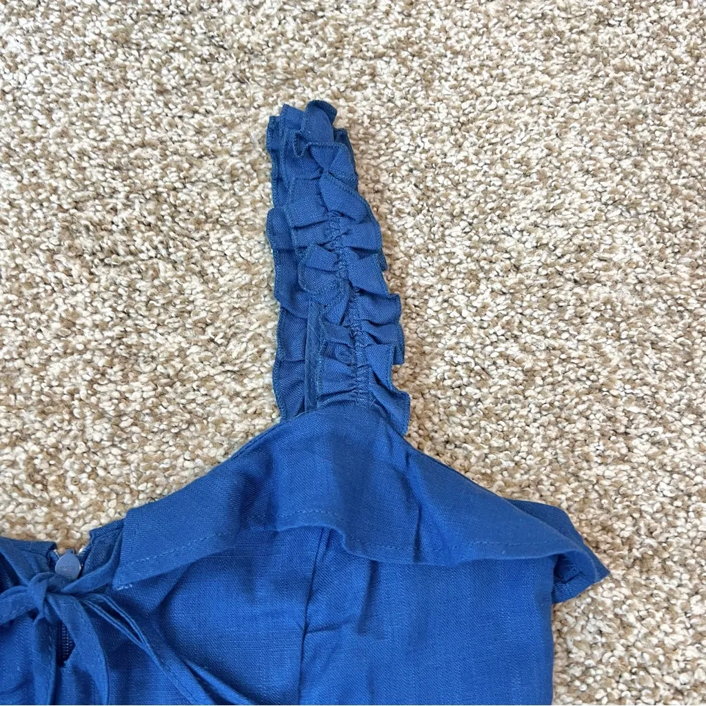 Lulus Days Like This Royal Blue Sleeveless Ruffled Linen Blend Mini Dress Sz XS - Image 6