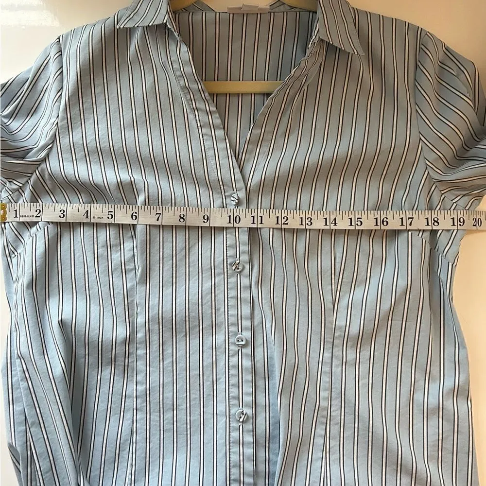 J. Jill Blue Striped Button Down Shirt Size Medium - Image 8