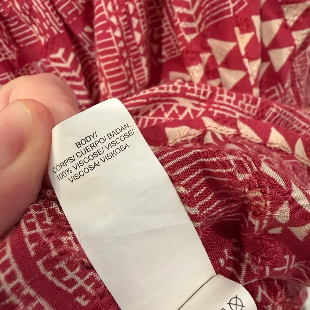 Lucky Brand Red Boho Geometric Peasant Blouse - Image 5