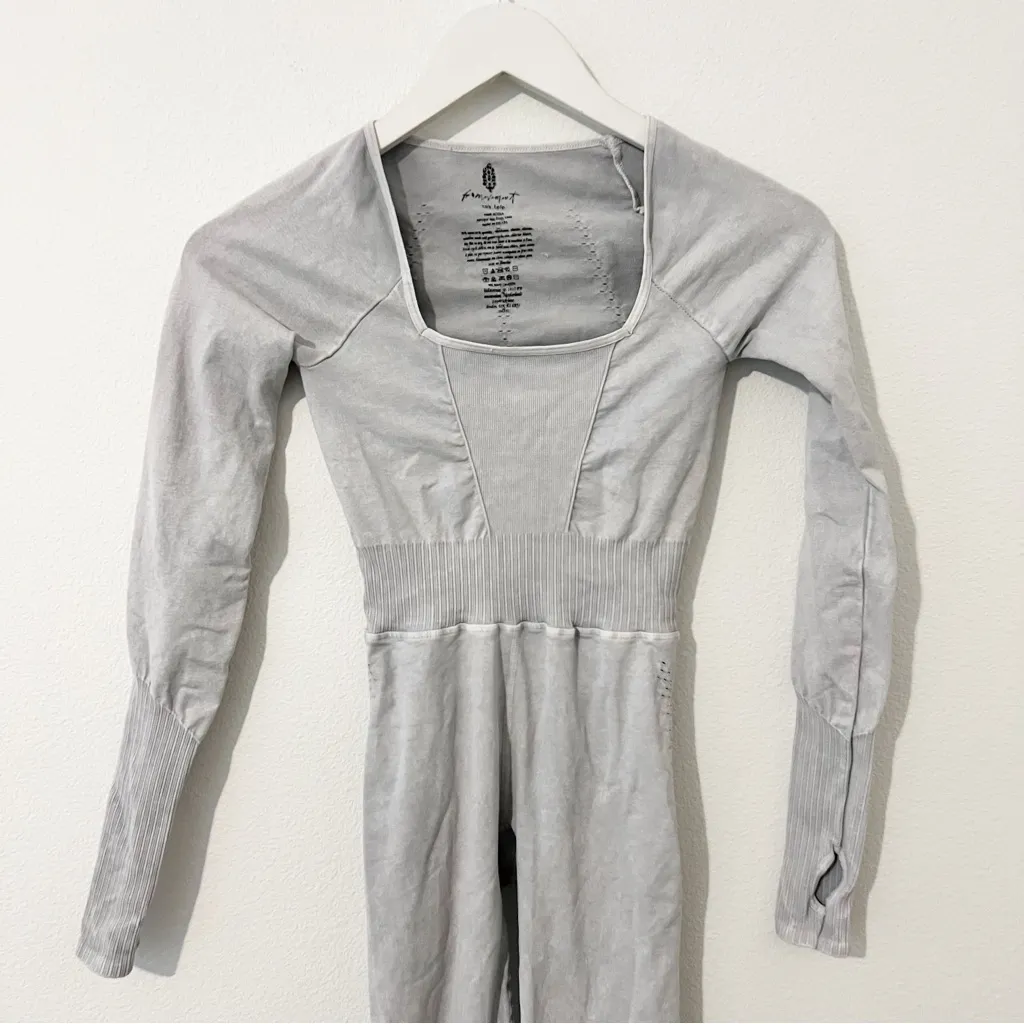Free People Good Karma Long Sleeve Onesie Jumpsuit Grey XS/S - Image 4
