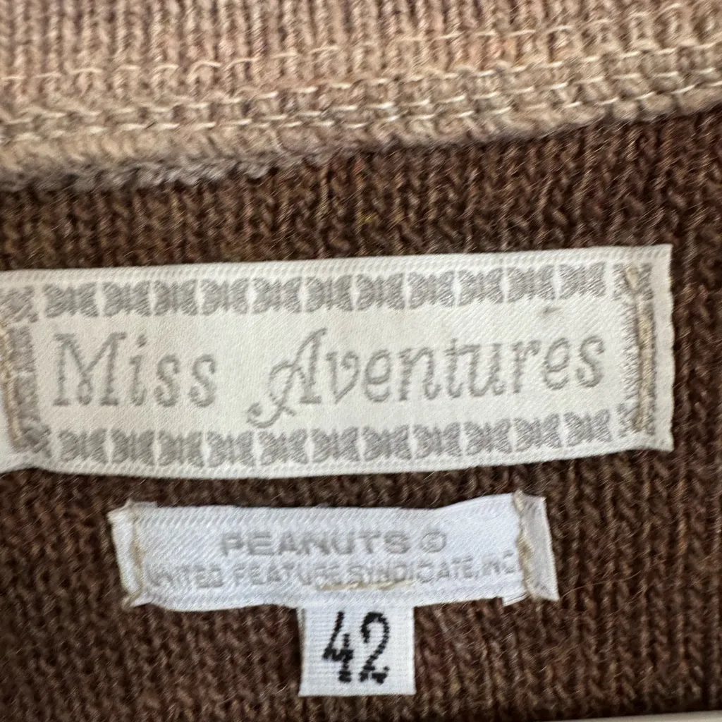 Vintage Peanut Snoopy cardigan sweater by Miss Adventures Brown Size XL - Image 3
