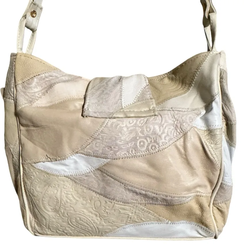 Vintage Arrivals Patchwork Suede Leather Shoulder‎ Bag Purse nwt - Image 4