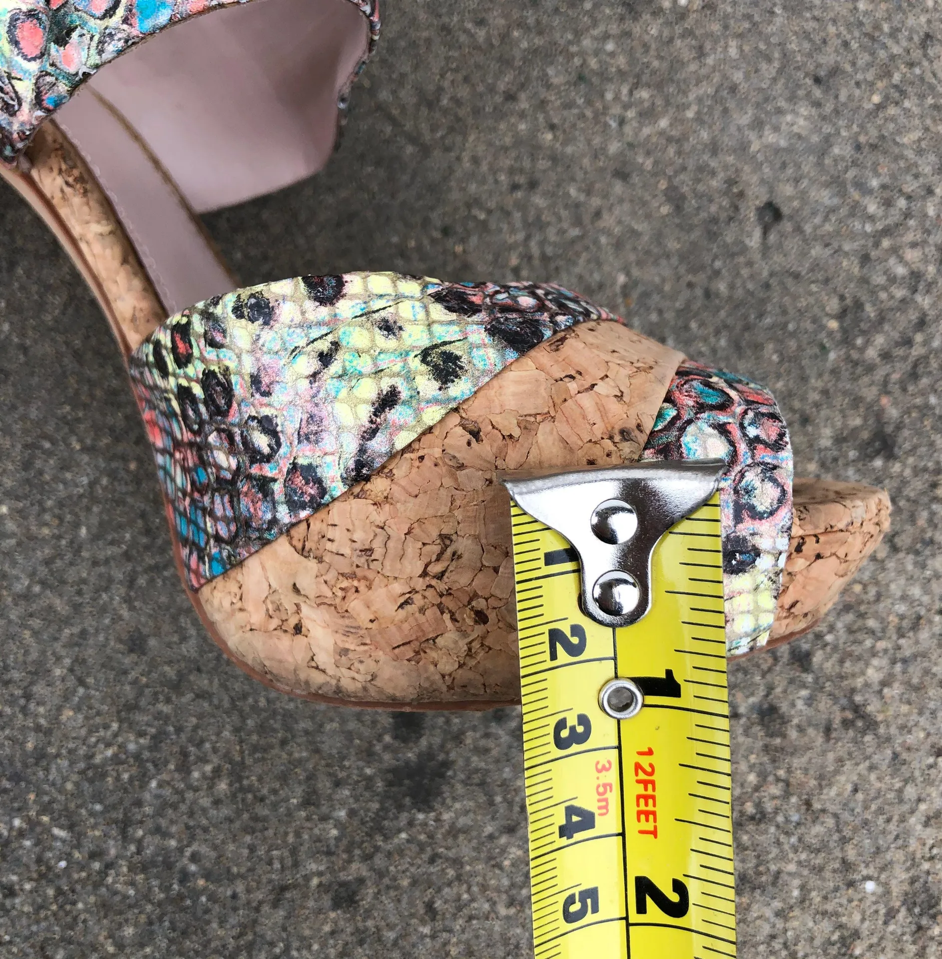 Snakeskin Cork Heel Sandals - Image 9