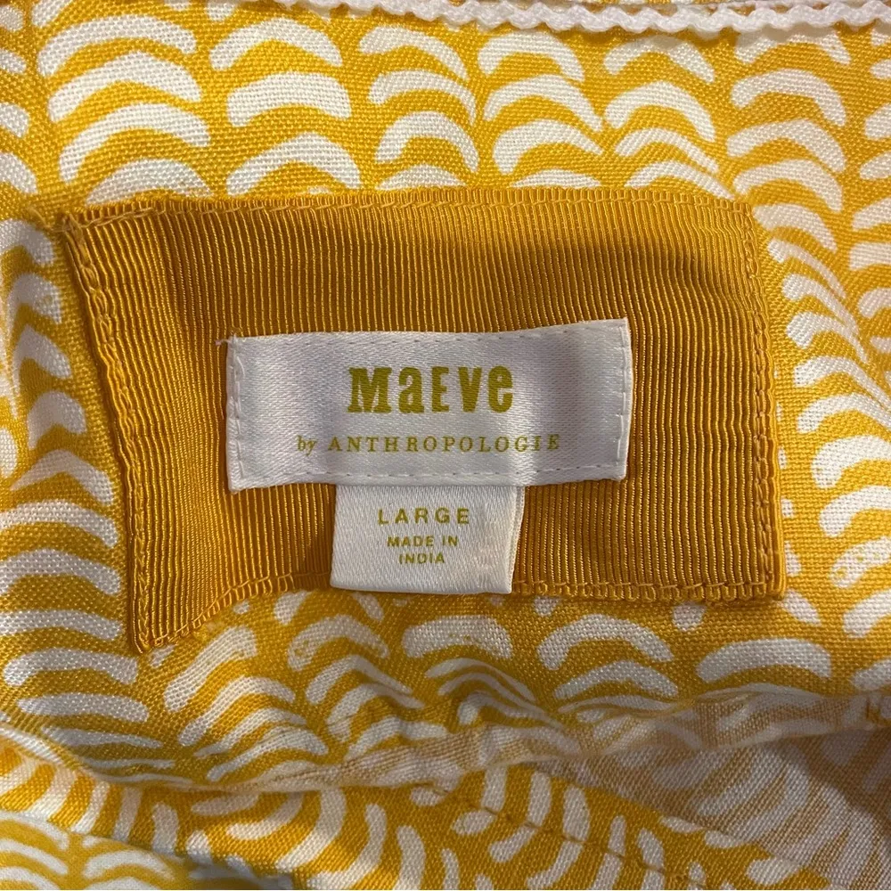 Maeve for Anthropologie Classic Surf Shirt in Abstract Lines - Linen Blend - Image 7