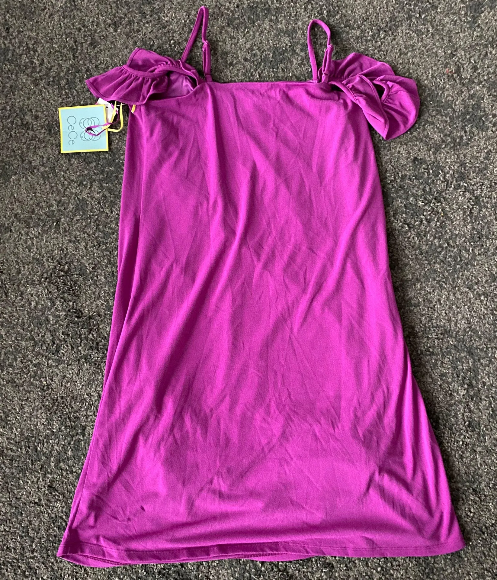 ruffle cold shoulder purple dress - Image 2