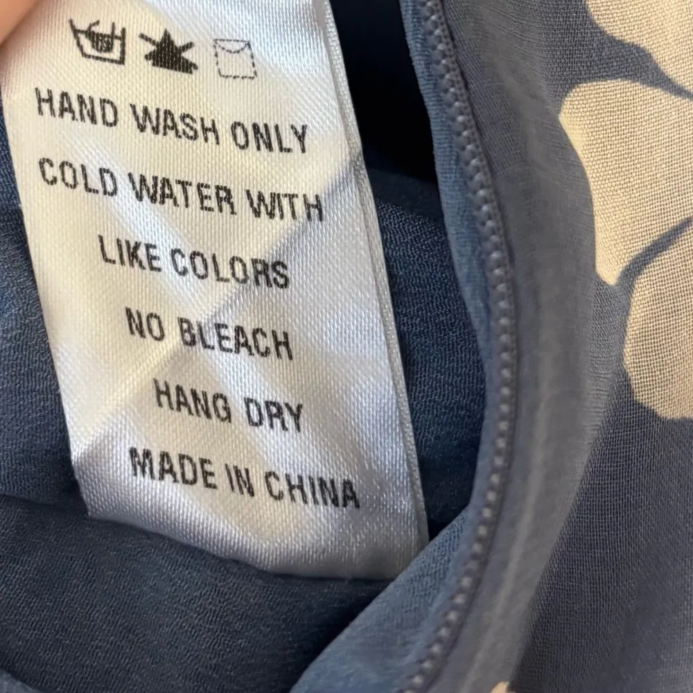 Dress Forum Los Angeles Blue Floral Midi Dress Slit Ruffle Formal Wedding Garden - Image 13