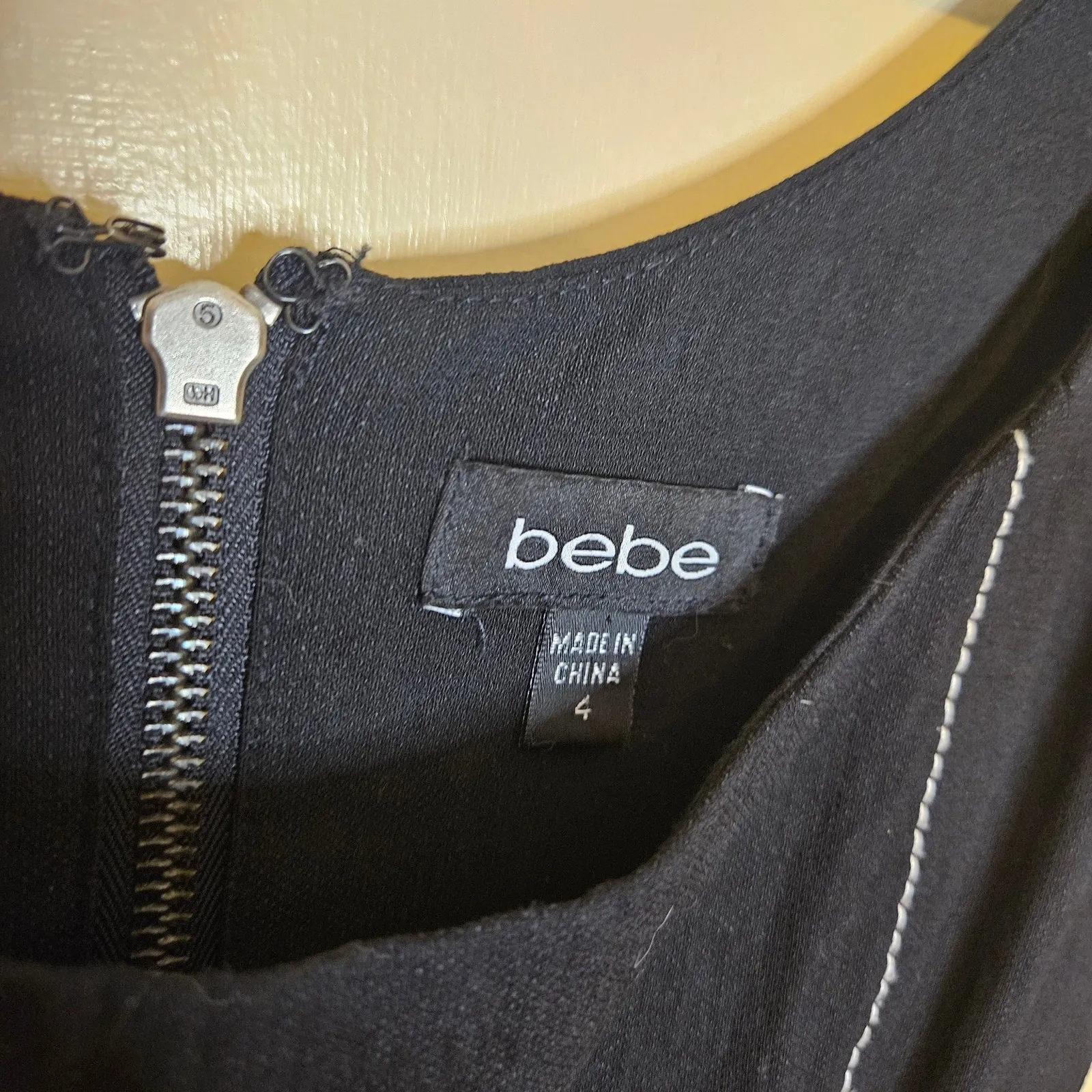 Bebe Size 4 Hour Glass Little Black Dress Stretchy Frill Cocktail Party Dress - Image 3