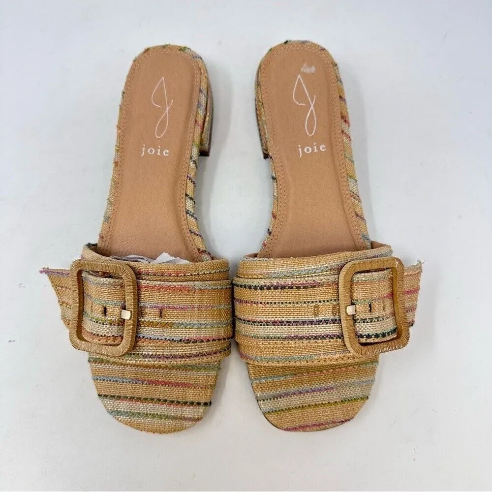 Joie Claire Slip On Tweed Buckle Sandals Beige Size‎ 7.5 - Image 3