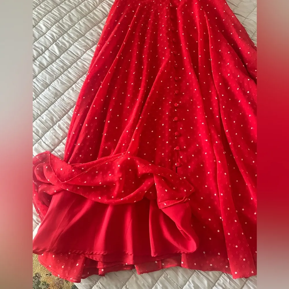 NWOT Rachel Parcell Red Puff Sleeve Midi Dress Sz Xs - Image 6