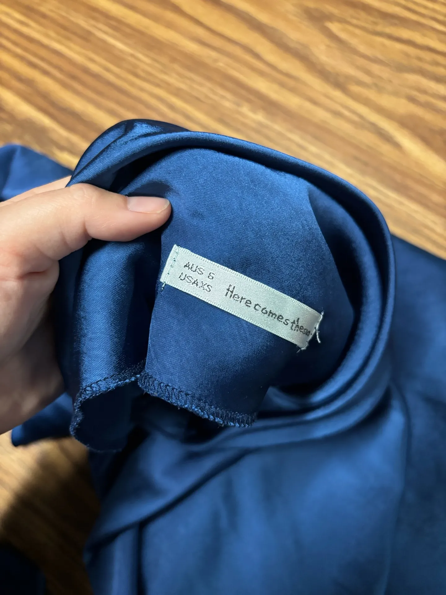 Navy Blue Satin Mini Dress Size XS - Image 4