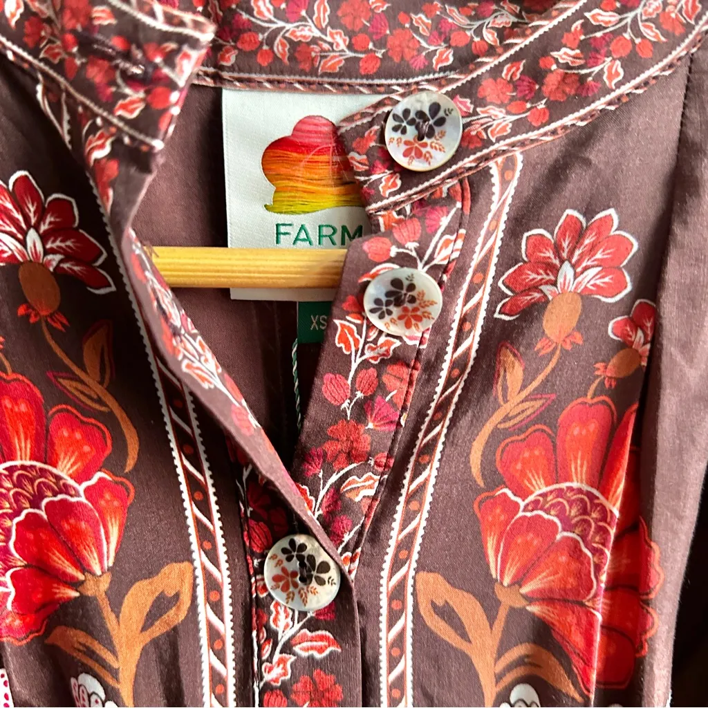 NWT Farm Rio Gigi Tapestry Belted Mini Dress Floral Brown and Red - Image 5