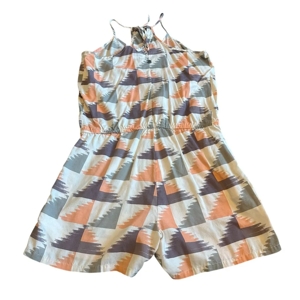 Prana Franny Romper Sleeveless Racerback Shorts Pockets Fun Print Size Medium - Image 9