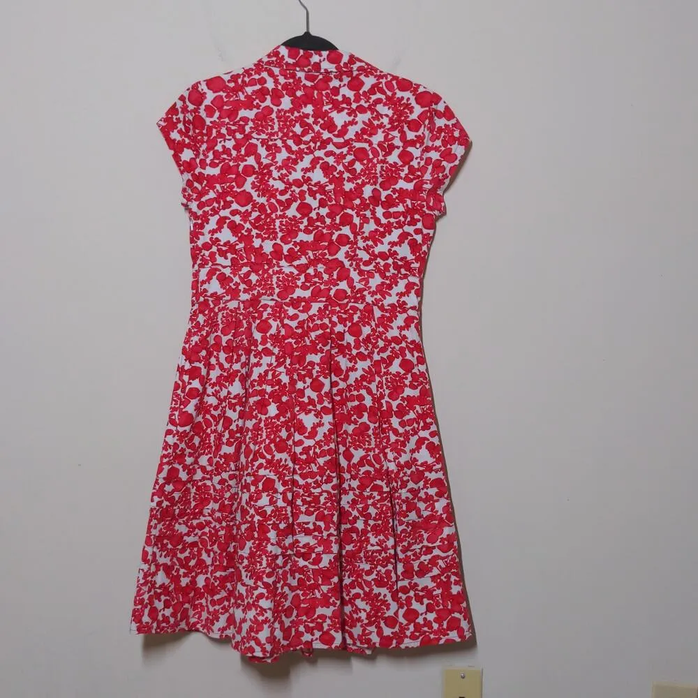 eShakti Red and White Floral Printed Dress – Size M / 8 - Image 7