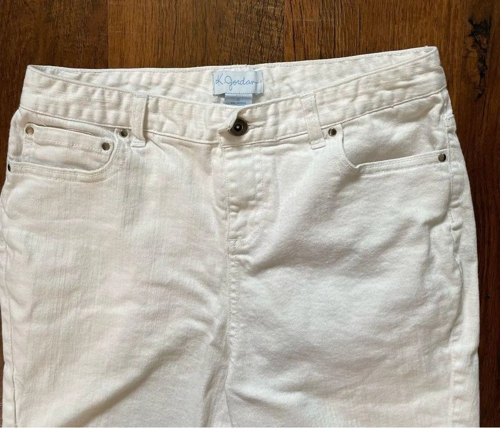 K JORDAN white denim shorts, size 6 - Image 3