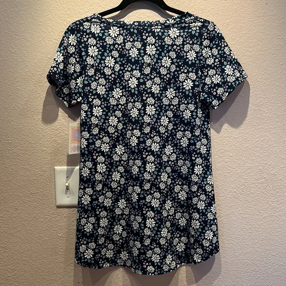 NEW Lularoe XS Christy Daisy Navy Blue V Neck Long Tee Shirt NWT - Image 5