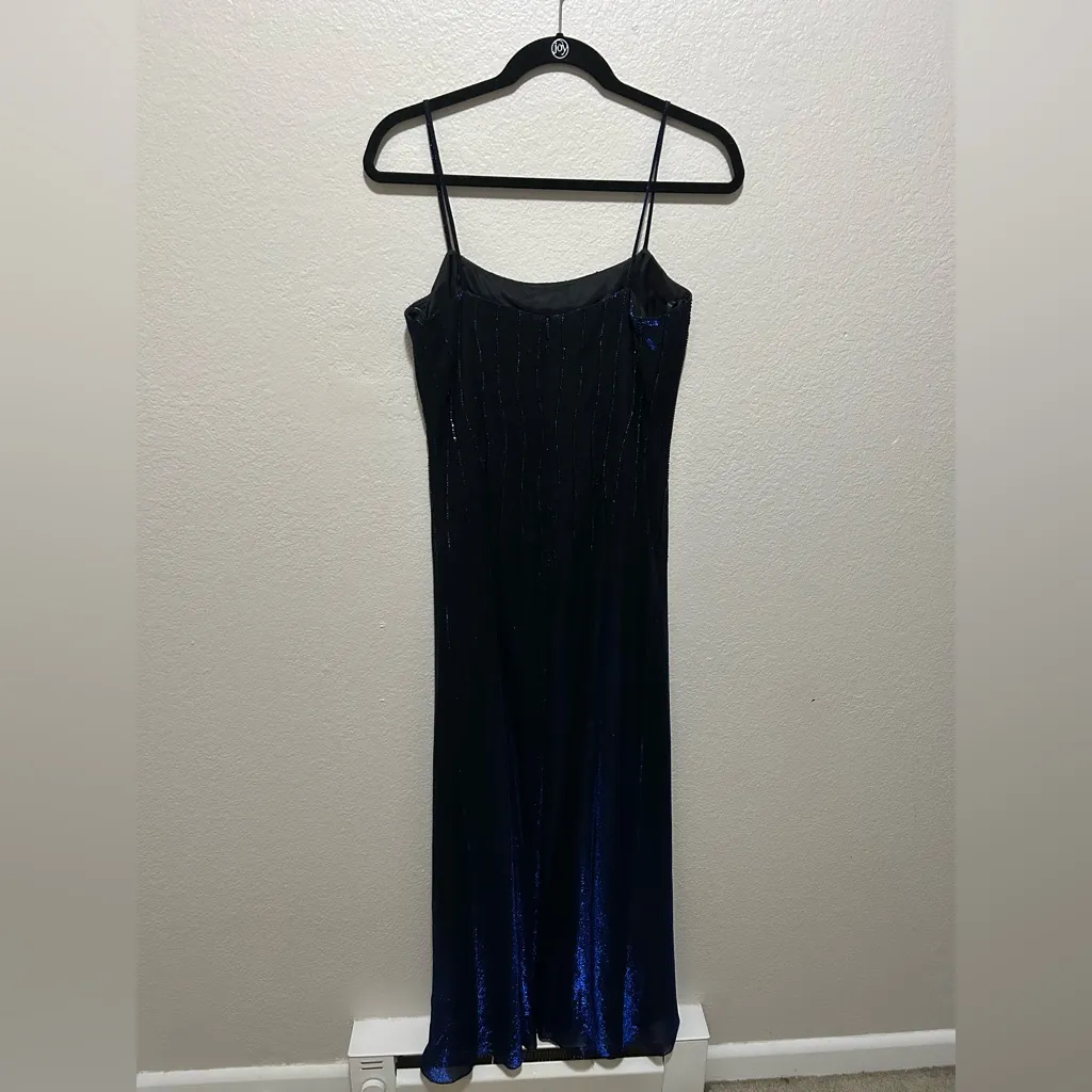 Vintage Betsy & Adam by Jaslene Gown 12P Fits Modern 6 Beaded Maxi Slip Dress - Image 6