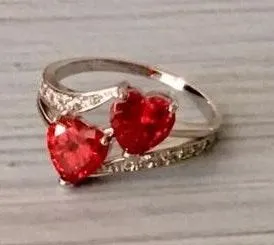 Double Heart Ring Red - Image 3