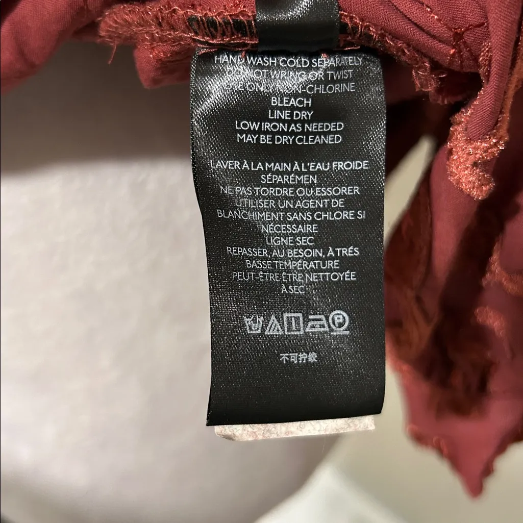 Pilcro Rust Floral Velvet Button Blouse Boho Top Size S - Image 10