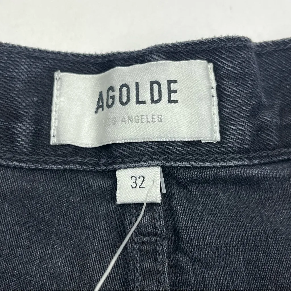 Agolde Parker Short‎ Black Denim Jean Cut Off Womens Size 32 Exposed Pockets NEW - Image 2