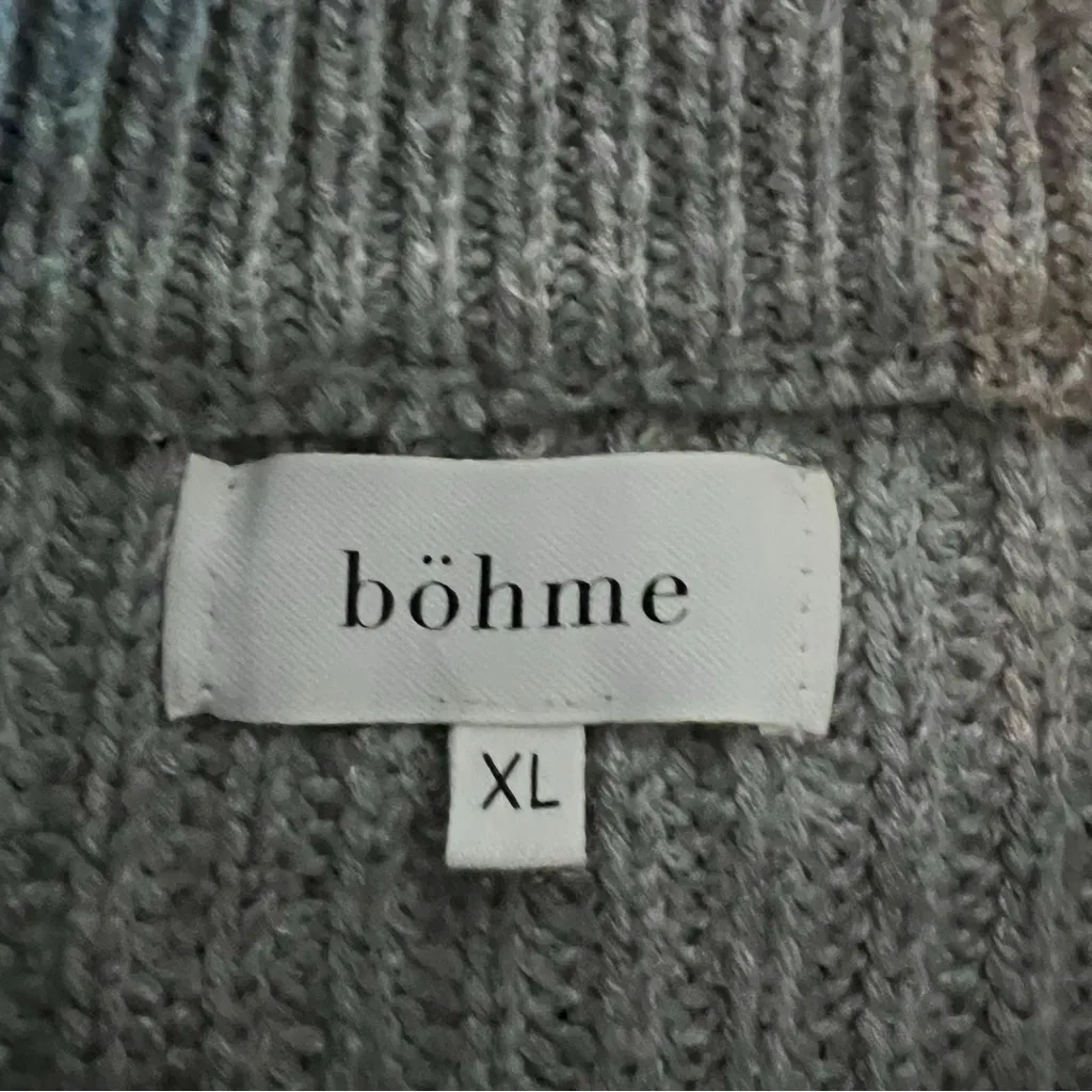 BOHME Woman’s Gray Ribbed Button-Up Long Sleeve Sweater - Image 5