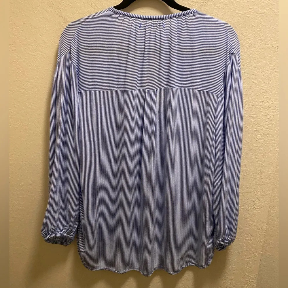 Faithful the Brand Alice Blue & White Bohemian Striped Tassel Blouse Size M - Image 9