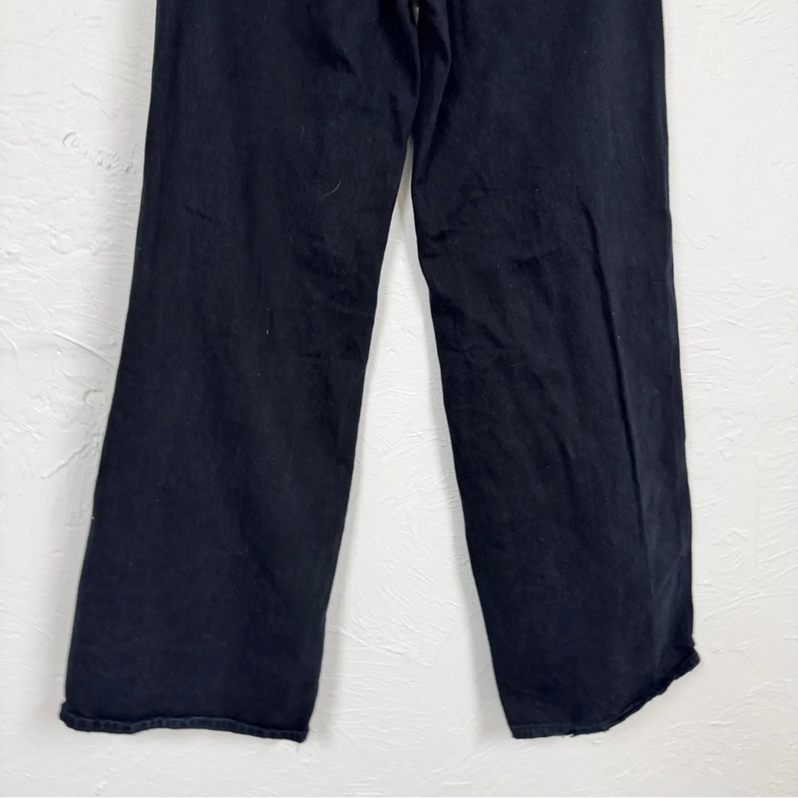 Pacsun Black Distressed Baggy Jeans Womens 25 Button Fly Casual Wide Leg Denim - Image 5