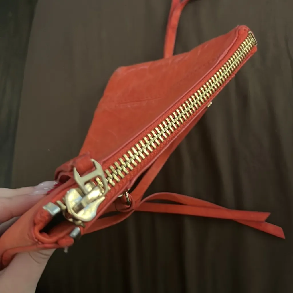 BOTKIER Orange Leather Bag Wristlet Clutch - EUC - Image 8