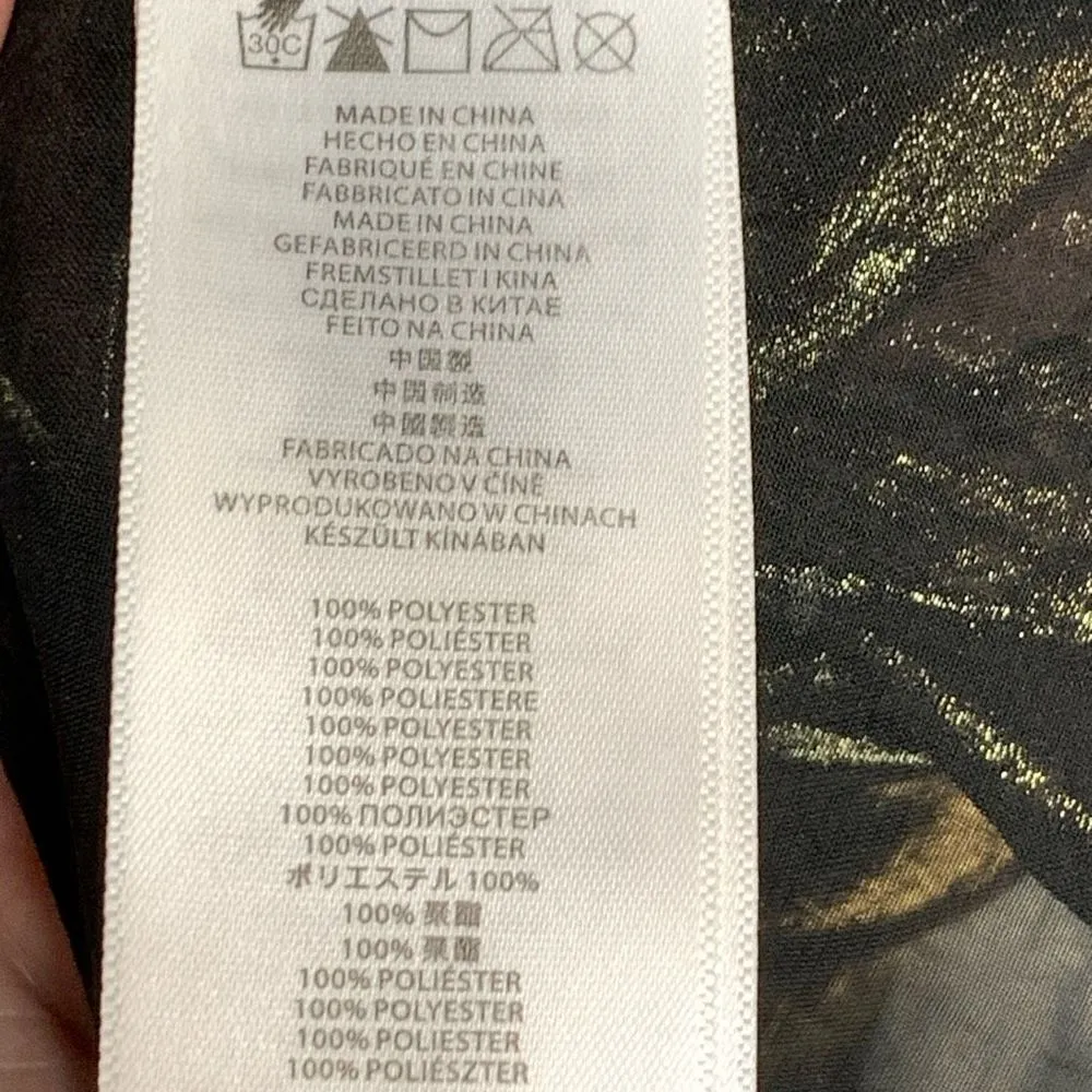 Michael Kors Sheer Gold Black Blouse Size Medium - Image 5