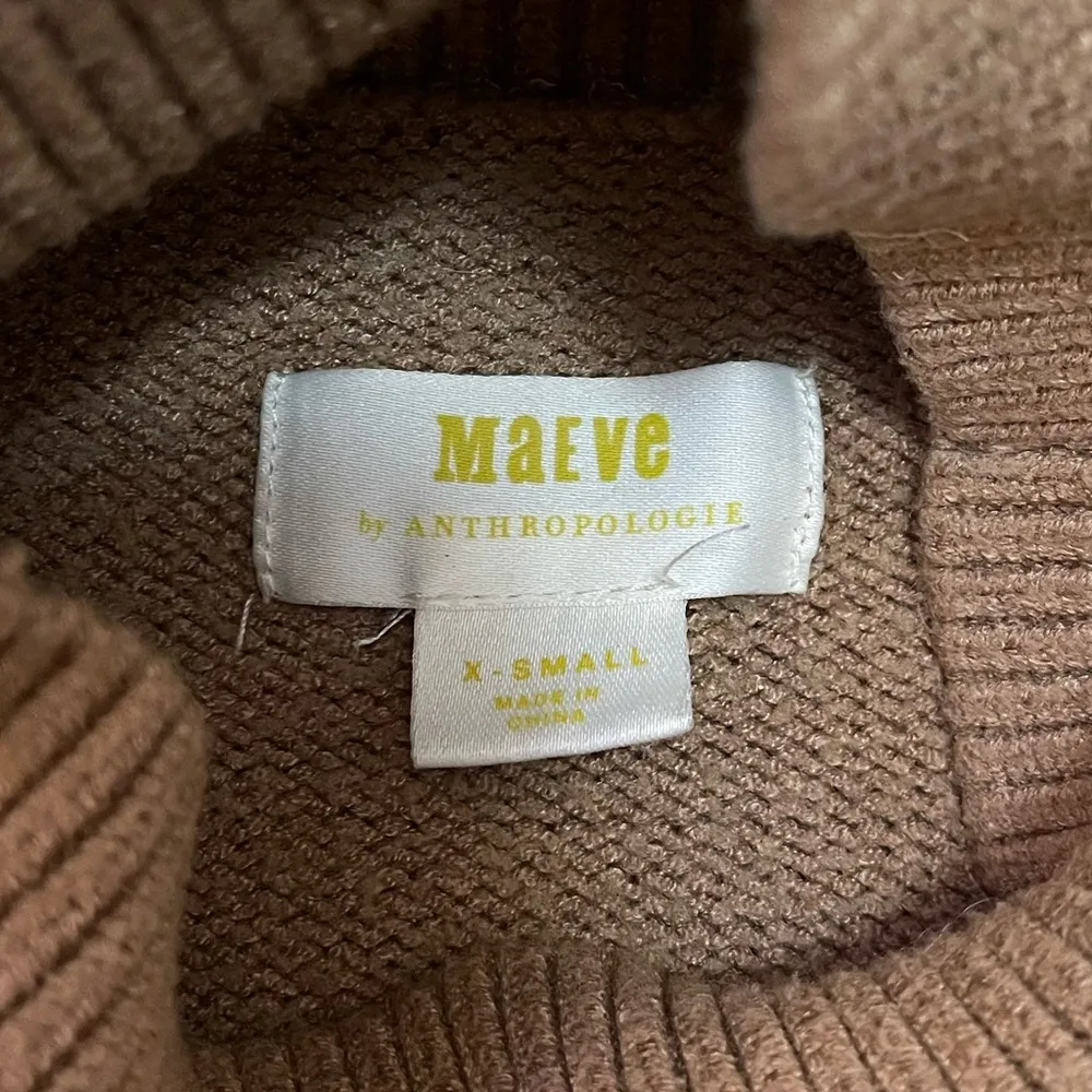 Anthropologie Maeve crystal mock neck oversized sweater in tan women’s size XS - Image 6