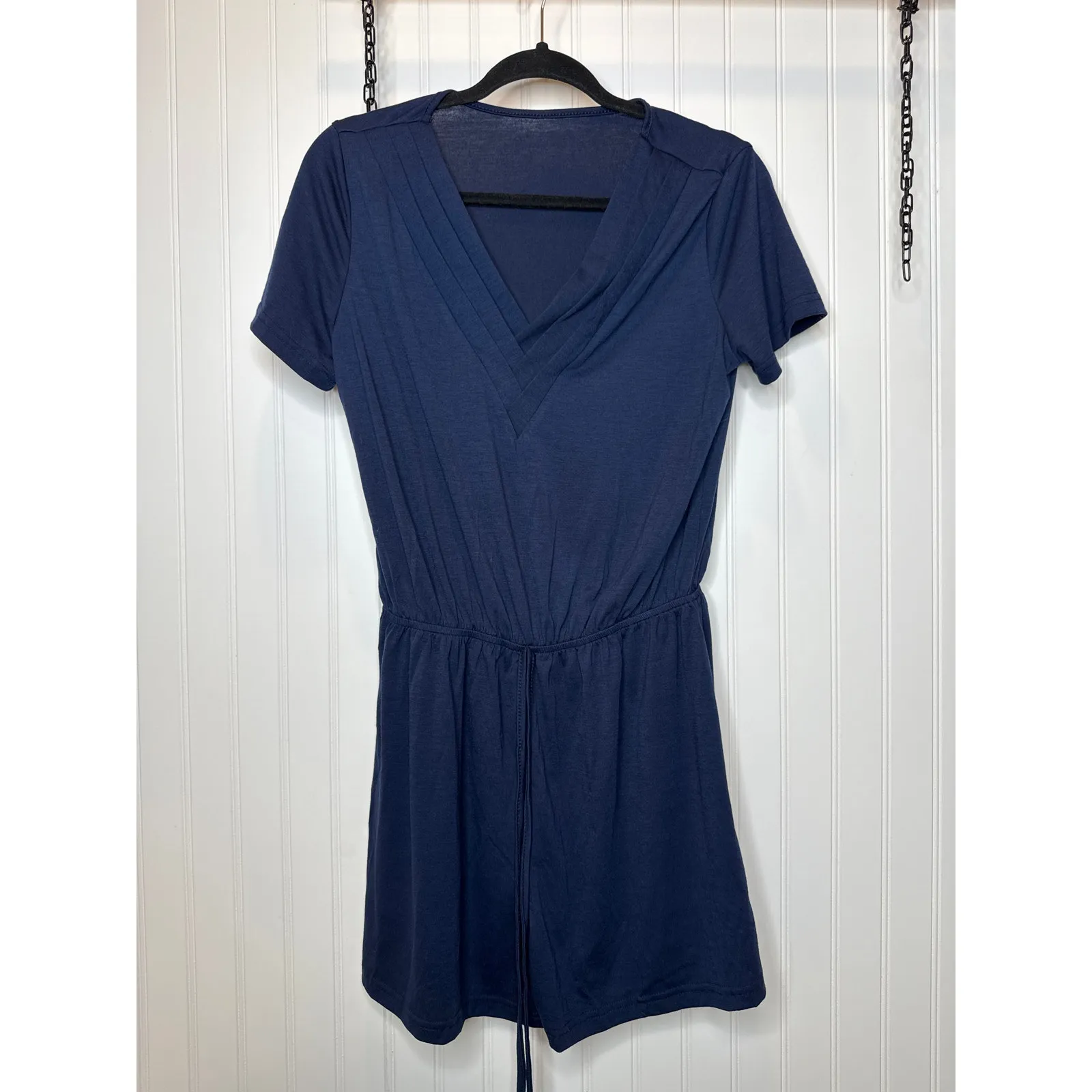 NWT Cupshe LOT of 2 Rompers - Navy Blue  Casual Short Sleeve Beach Bundle Sz M - Image 4