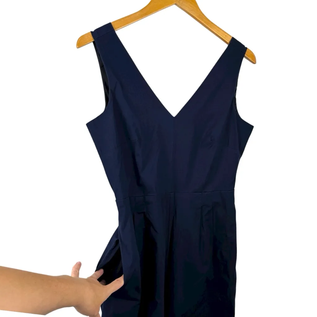 J.Crew Navy Dark Matter Poplin Jumpsuit Stretch Preppy Spring Casual Chic Size 2 - Image 5