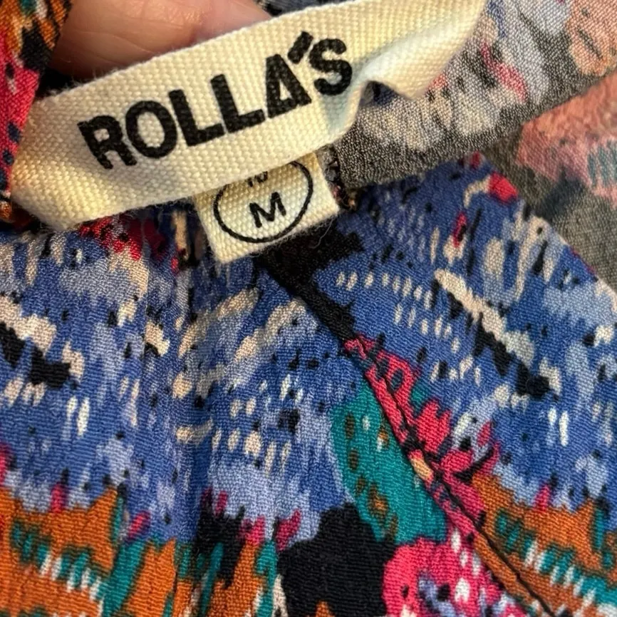 Rollas Size M Eve Tapestry Black Floral Print Button Up Midi Dress Size M - Image 5