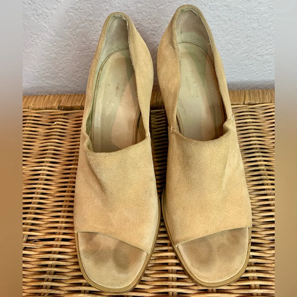 Rag and Bone Myra Dune Suede Peep Toe Heels Size 38 - Image 8