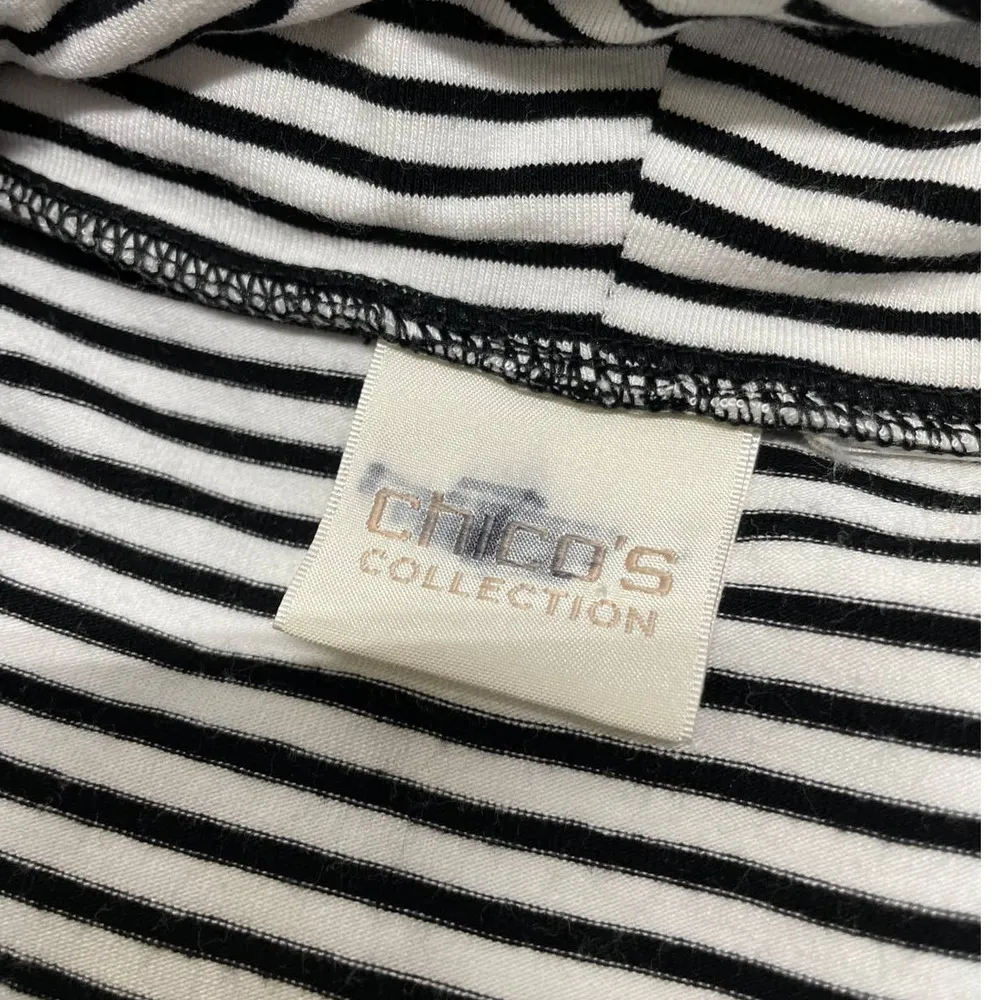 Chico's Sleeveless Cowl Neck Drawstring Waist Striped Maxi Dress Women's Size M - Image 6