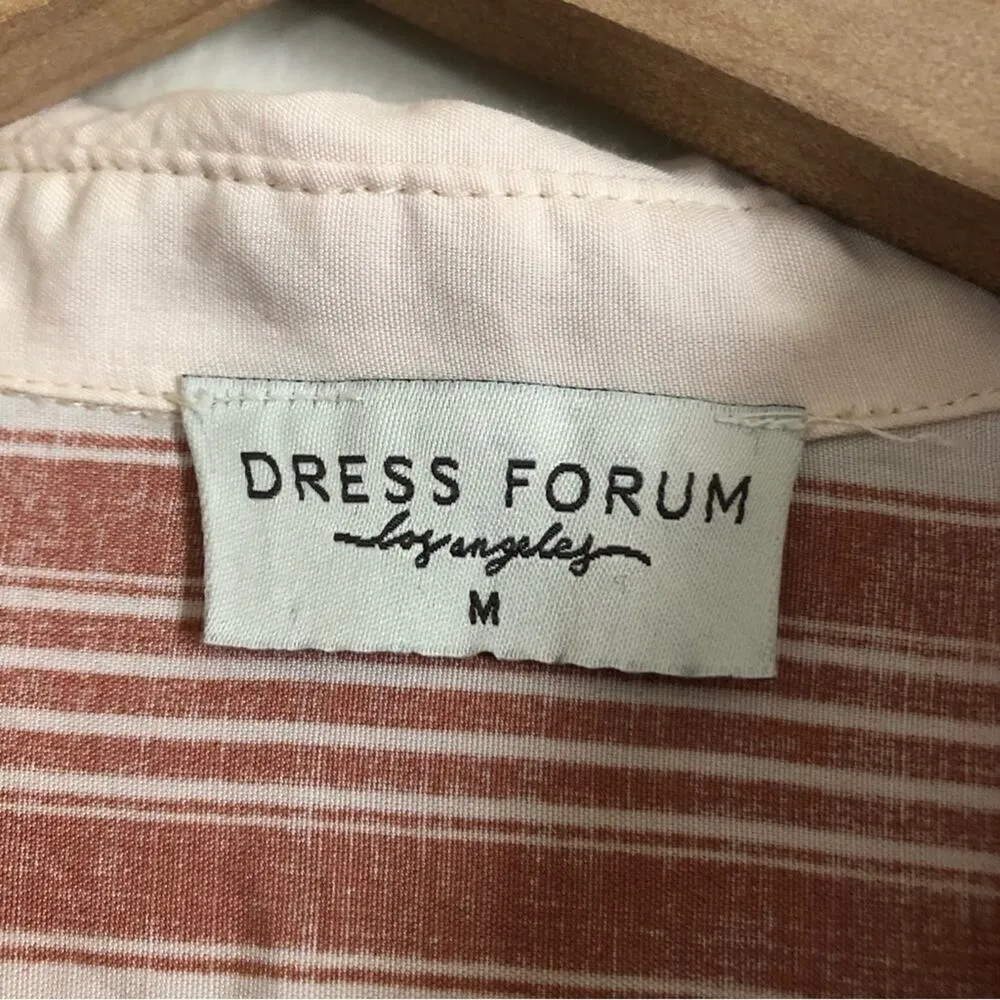 Dress Forum Red Ivory Stripe Short Sleeve Button Up Lightweight Blouse Shirt Top - Image 2