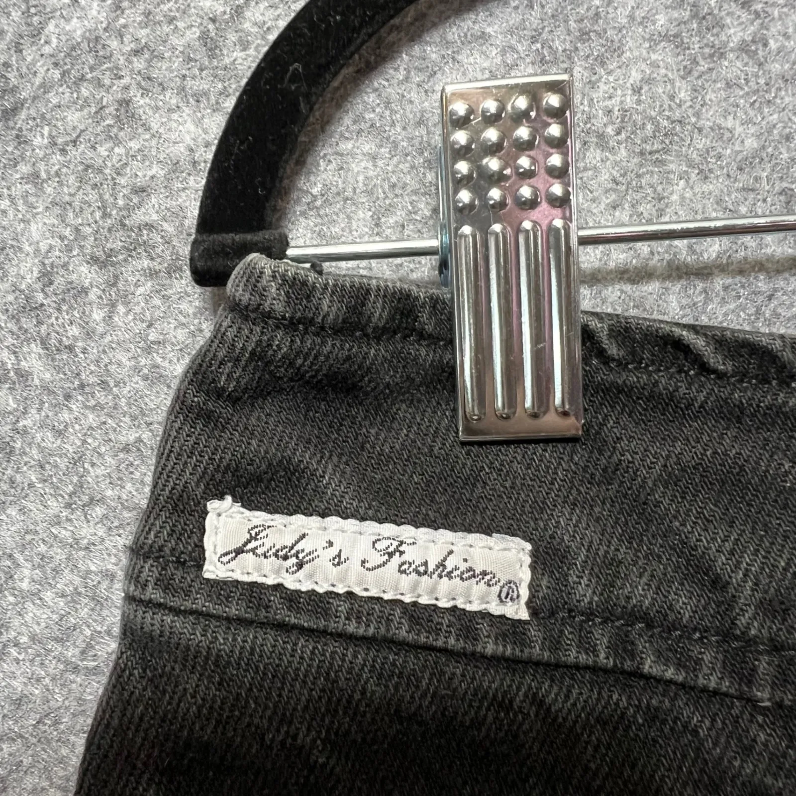 Vintage Judy's Fashion Black Denim Mini Skirt 90s‎ Y2K Grunge Size 13 Zip Back - Image 6