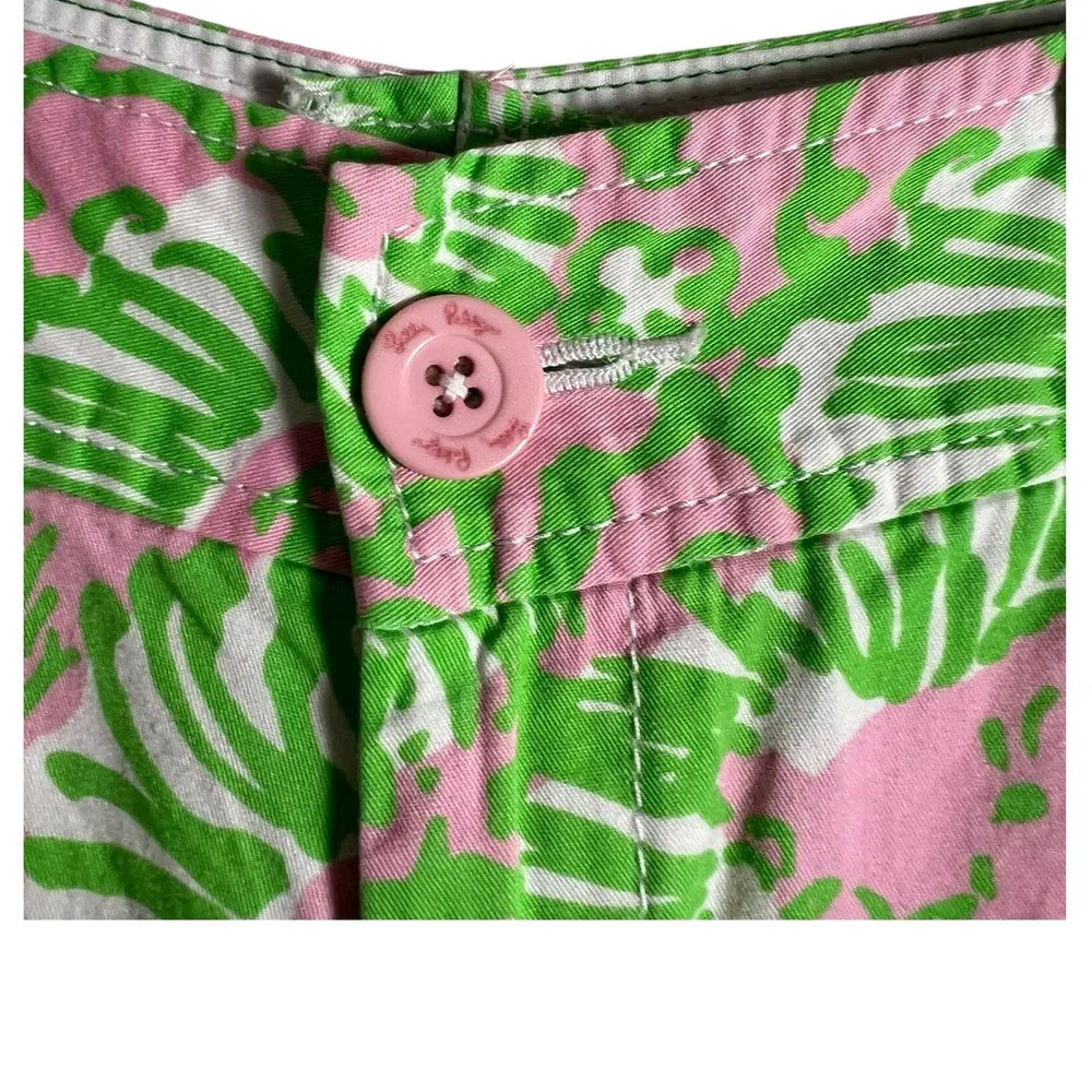 Lilly Pulitzer Callahan Green Pink Sunnyside Lion Print Shorts Size 4 - Image 2