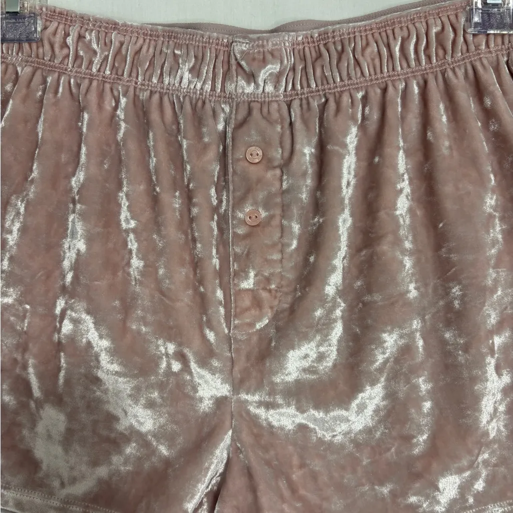 Victoria's Secret Crushed Velvet Velour Sleep Shorts Size XS Soft Pink Coquette - Image 2