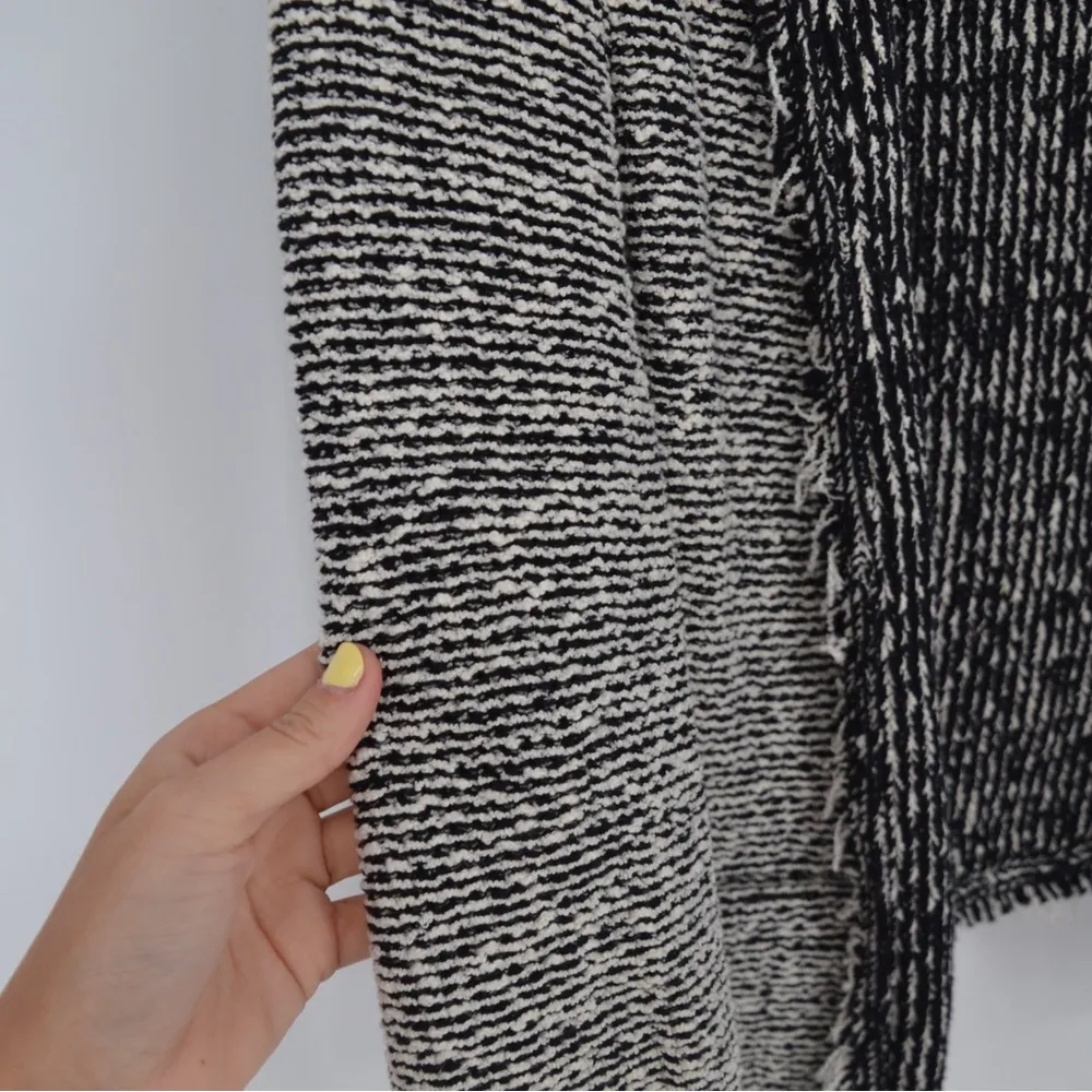 IRO Azure Fringe Blazer Jacket Open Front in Tweed Black and White Women's 38 M - Image 7