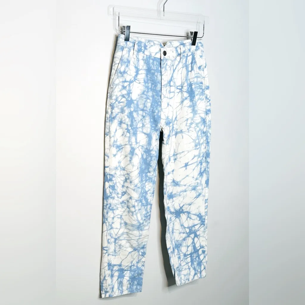 Rachel Comey Tie Dye Blue White High Rise Tapered Leg Jeans Size 0 - Image 5