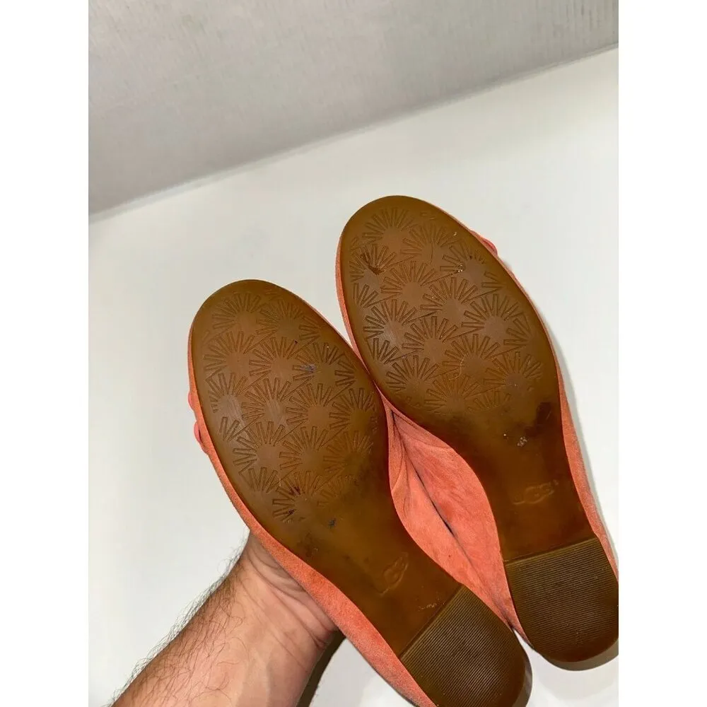 UGG Thea Poppy 'Vibrant Coral' Suede Slip On Flats Loafers Shoes Size 6.5 - Image 9