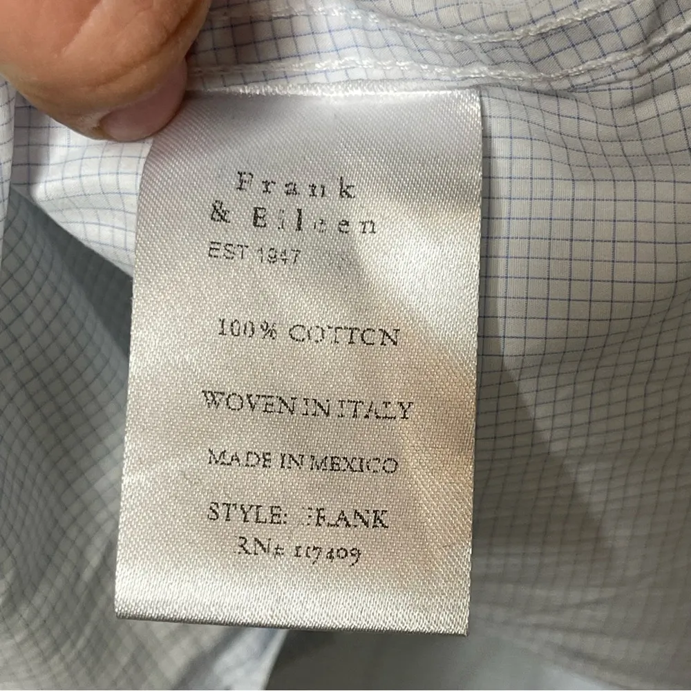 Frank & Eileen FRANK Classic Button-Up Blue micro check Shirt sz L - Image 5