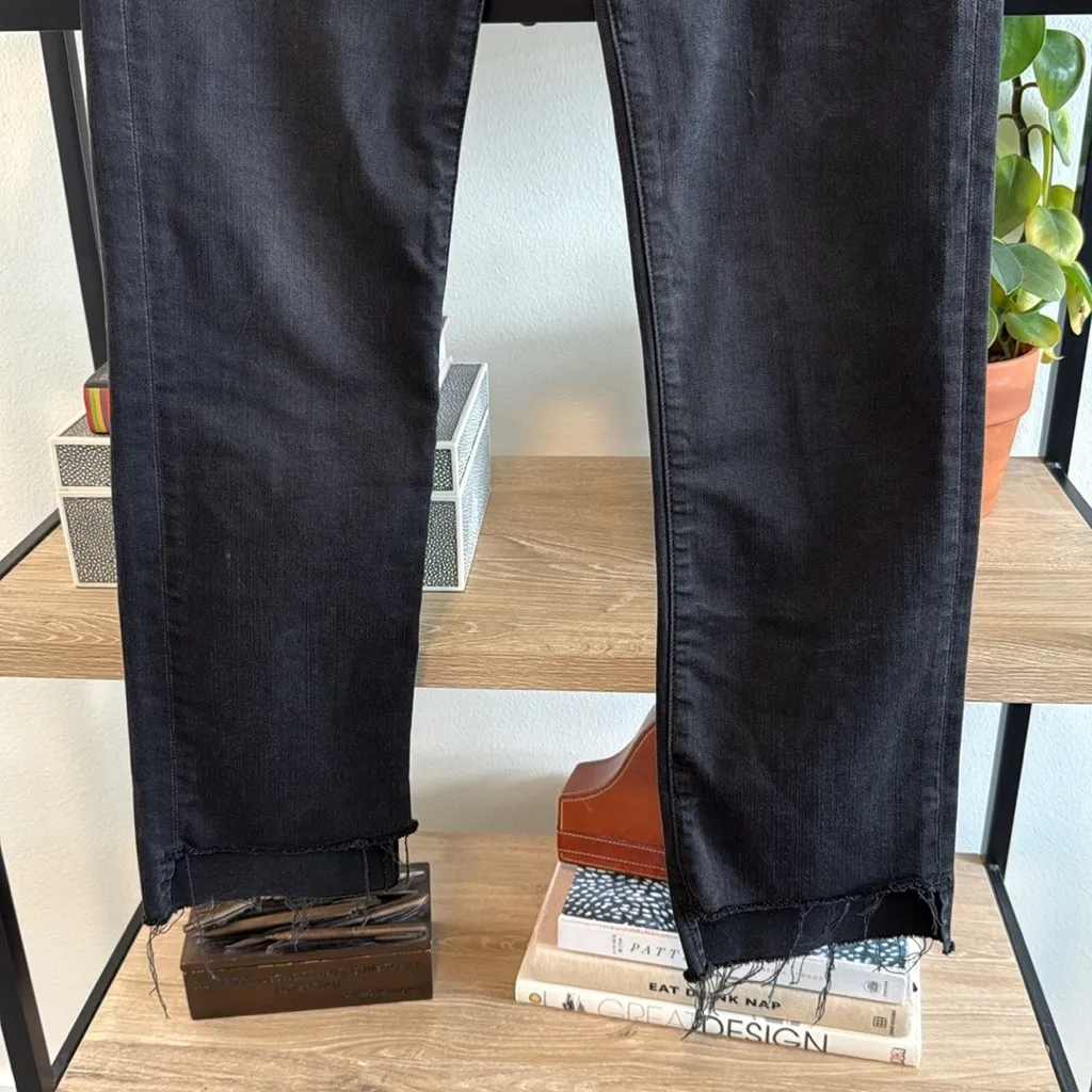 Frame Denim Le High Straight High-Rise Jeans in Mallard (Black), 26 - Image 3